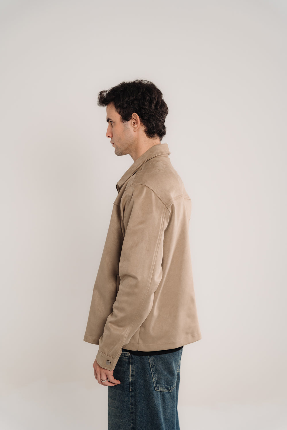 Men's Beige Heavyweight Suede Jacket