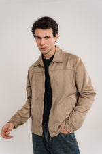 Men's Beige Heavyweight Suede Jacket