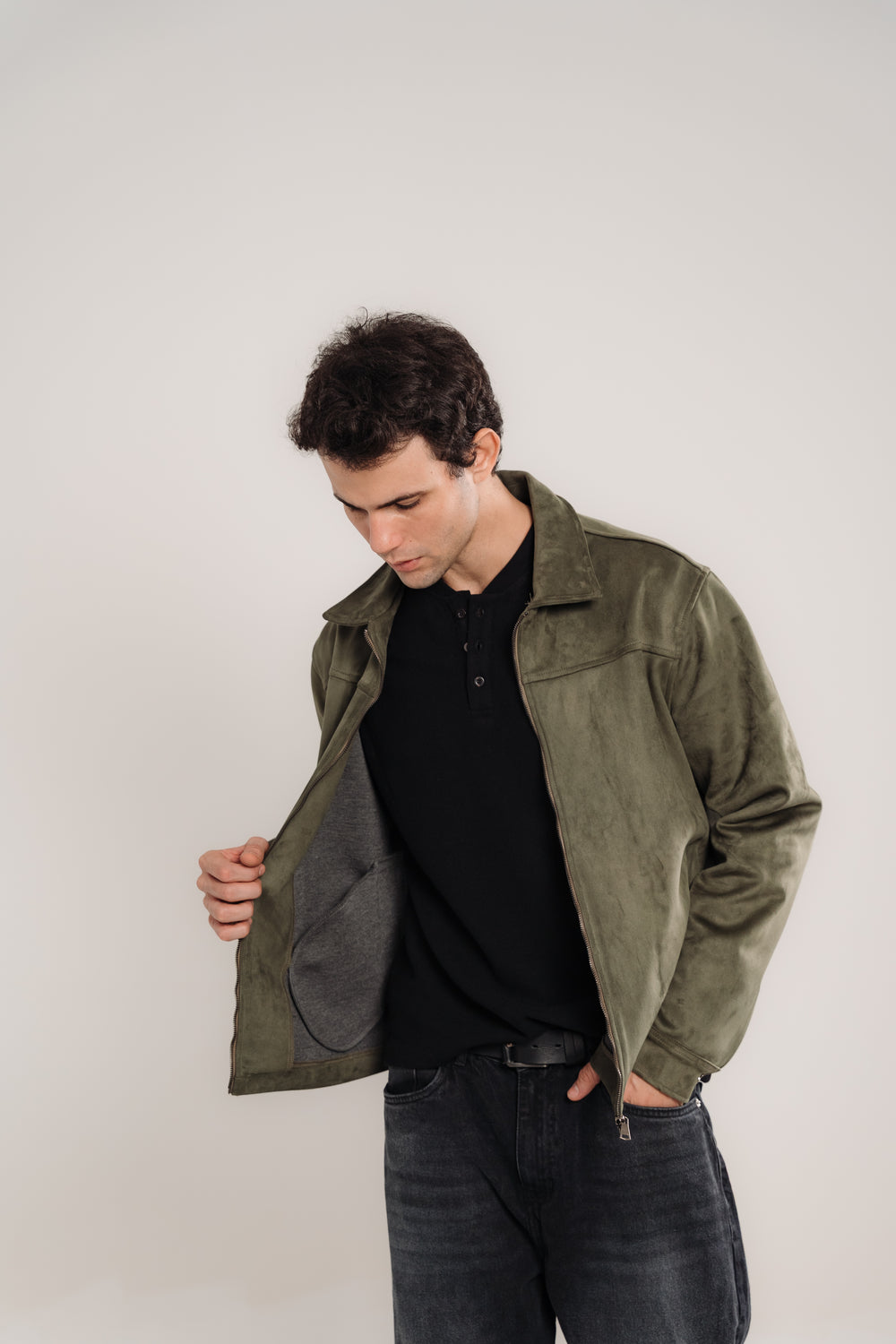 Men's Oily Heavyweight Suede Jacket