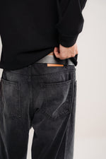 Vintage Wash Wide Leg Jeans Black