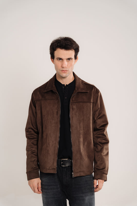 Men's Dark Brown Heavyweight Suede Jacket