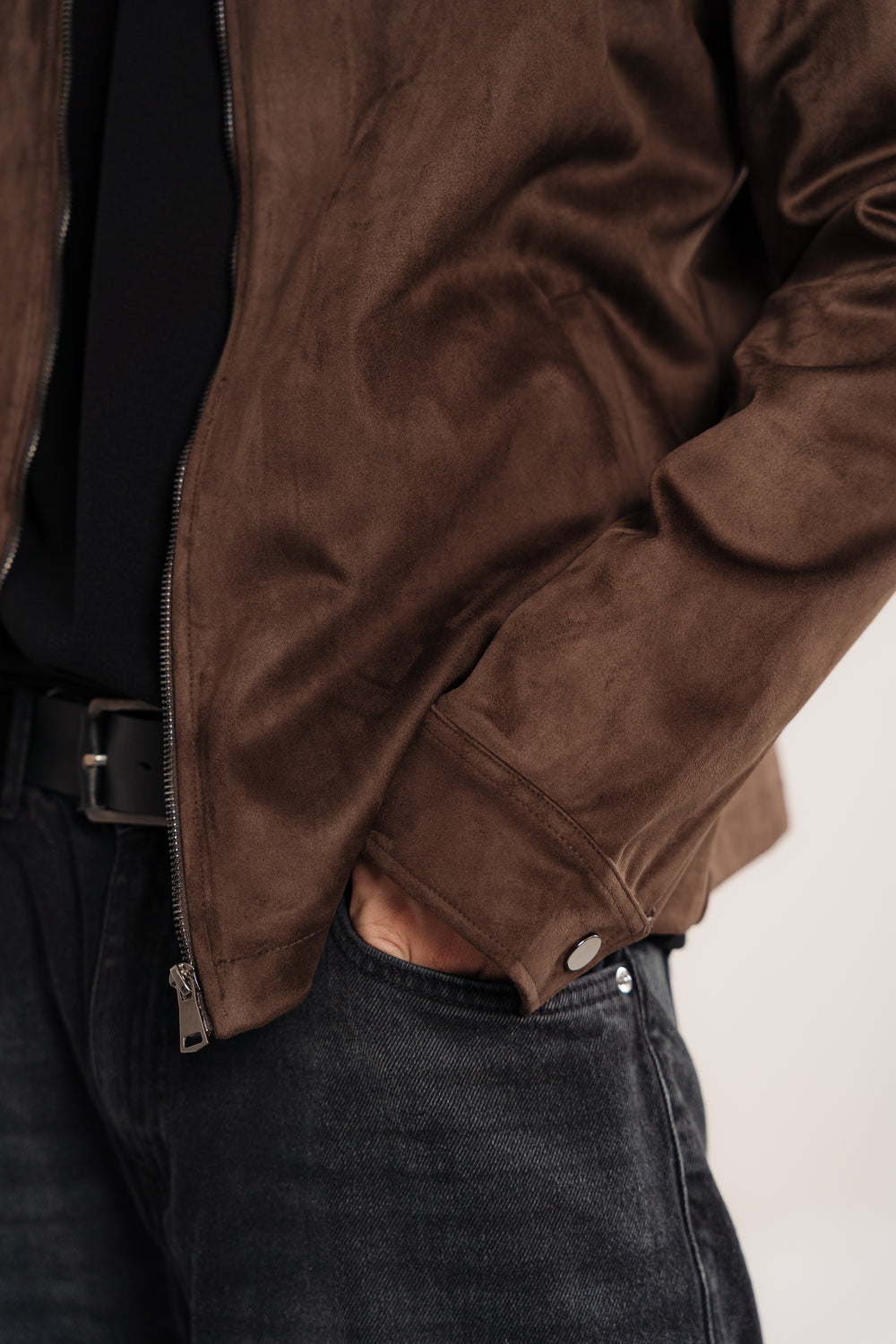 Men's Dark Brown Heavyweight Suede Jacket
