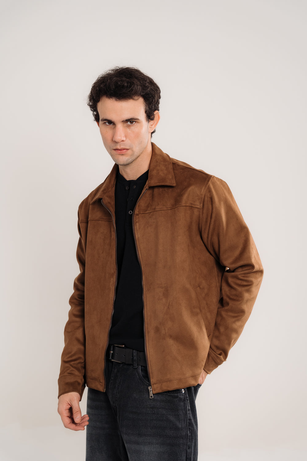 Men's Light Brown Heavyweight Suede Jacket
