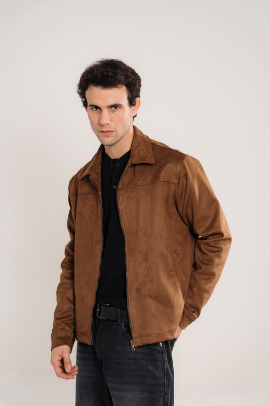 Men's Light Brown Heavyweight Suede Jacket