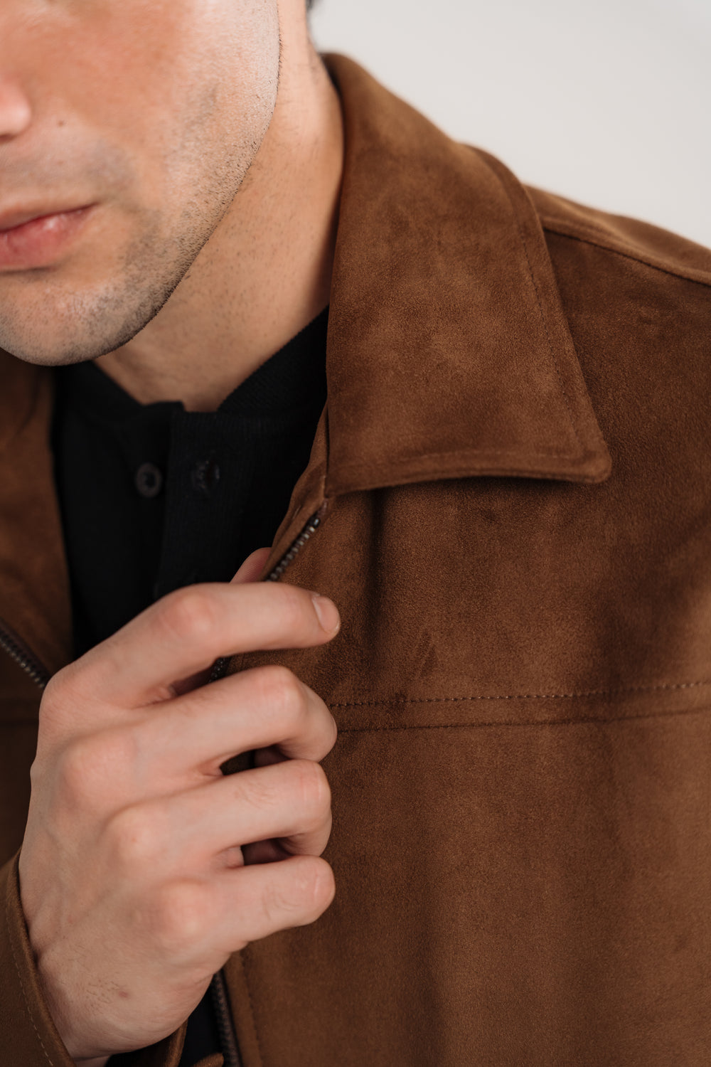 Men's Light Brown Heavyweight Suede Jacket