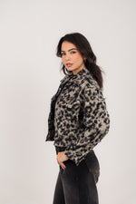 Leopard Print Cropped Fur Jacket