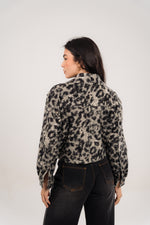 Leopard Print Cropped Fur Jacket