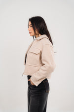 Beige Cropped Fur Jacket