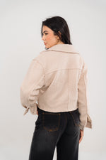 Beige Cropped Fur Jacket