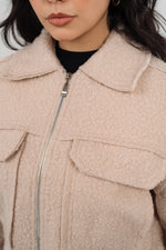 Beige Cropped Fur Jacket