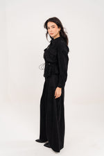 Pleated Wide-Leg Trousers In Black