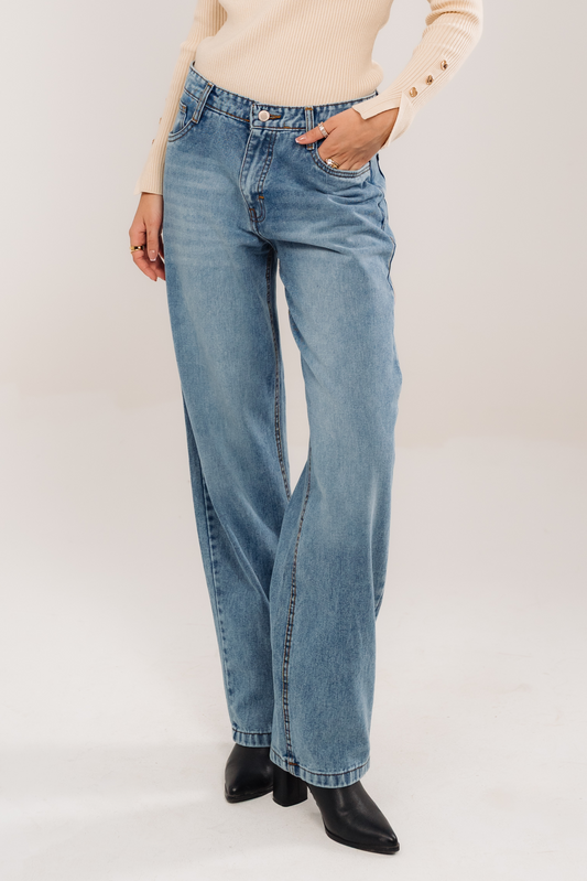Women's High-Rise Wide-Leg Relaxed Jeans Blue