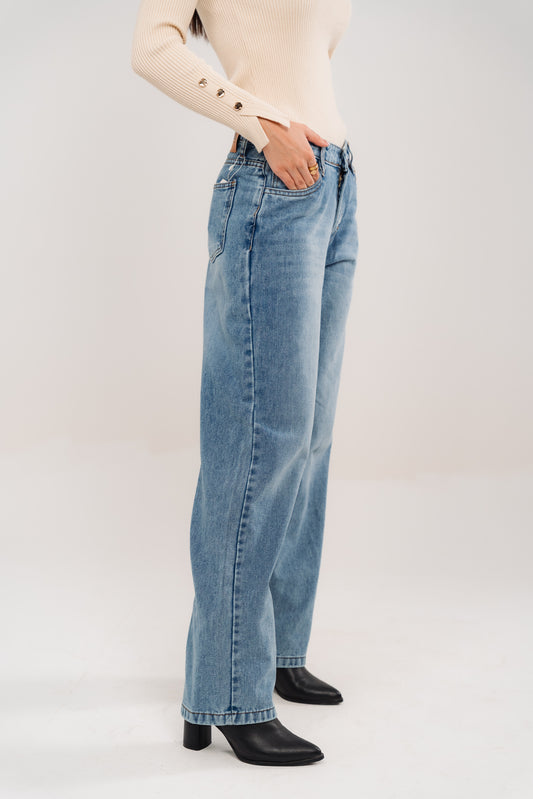Women's High-Rise Wide-Leg Relaxed Jeans Blue