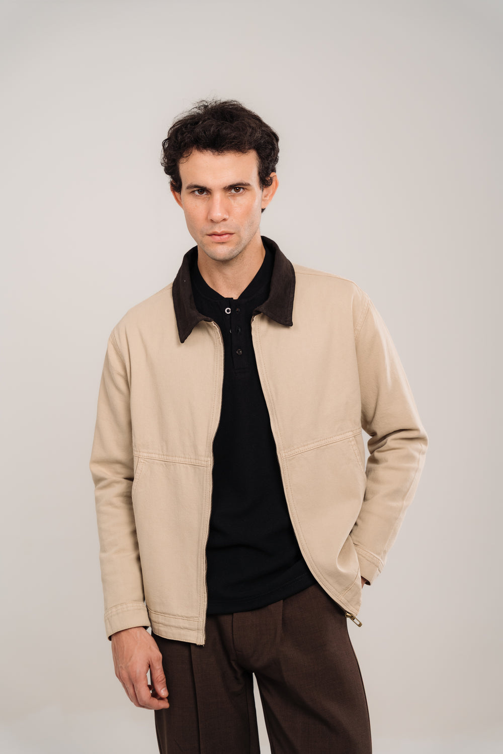 Gabardine Jacket In Beige