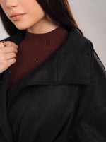 Suede Belted Jacket In Black