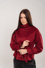 Burgundy Suede Belted Jacket
