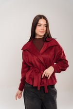 Burgundy Suede Belted Jacket