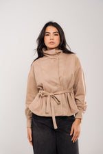 Beige Suede Belted Jacket