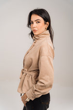 Beige Suede Belted Jacket