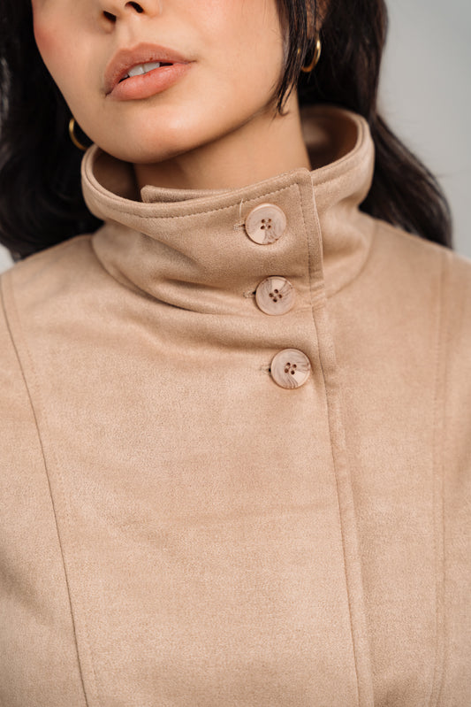 Beige Suede Belted Jacket