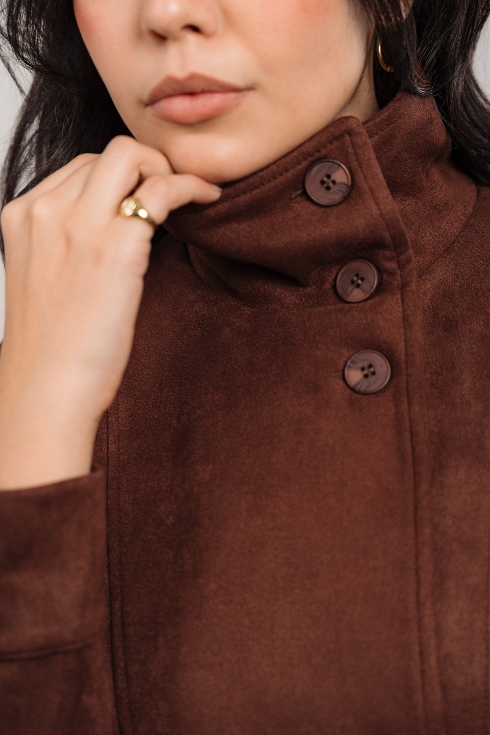 Suede Belted Jacket In Brown