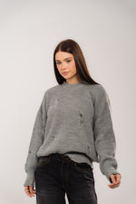 distressed knit sweater In Grey