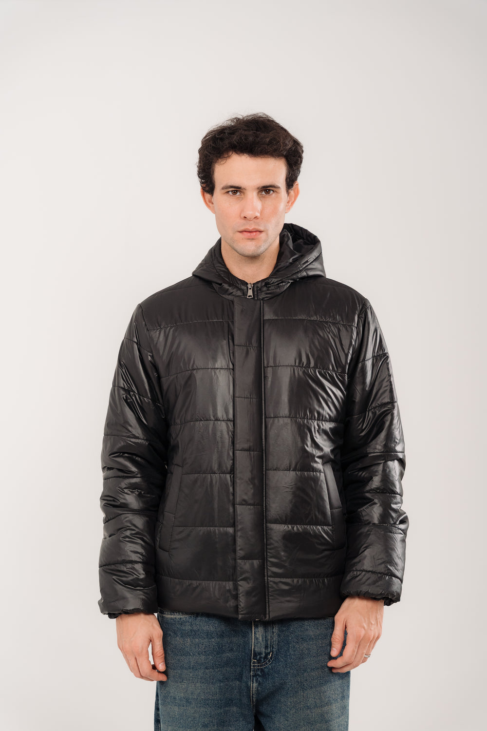 Men's Black Hooded Puffer Jacket