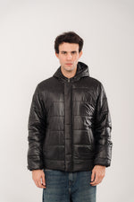 Men's Black Hooded Puffer Jacket