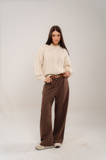 Chocolate Brown Belted Tailored Trousers