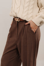 Chocolate Brown Belted Tailored Trousers