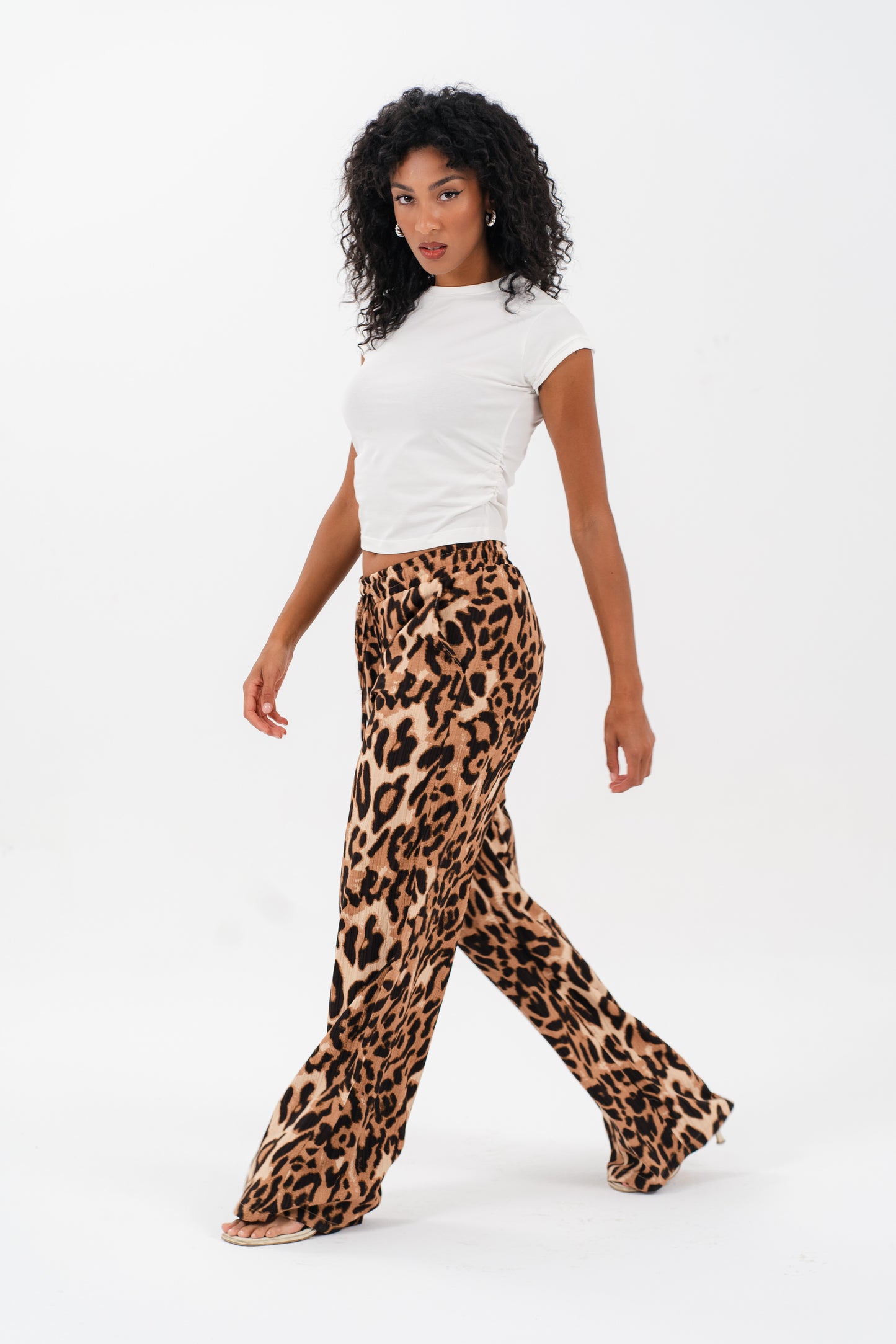 Leopard Print Wide-Leg Pants