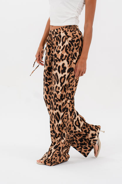 Leopard Print Wide-Leg Pants