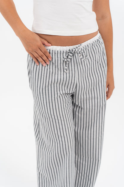 Black Striped Drawstring Lounge Pants