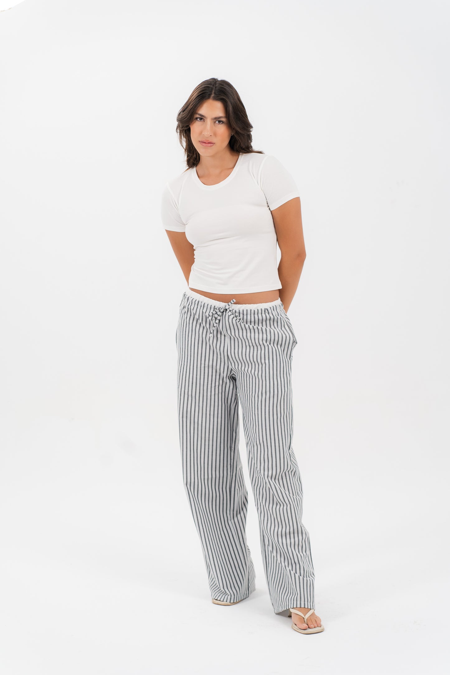 Black Striped Drawstring Lounge Pants