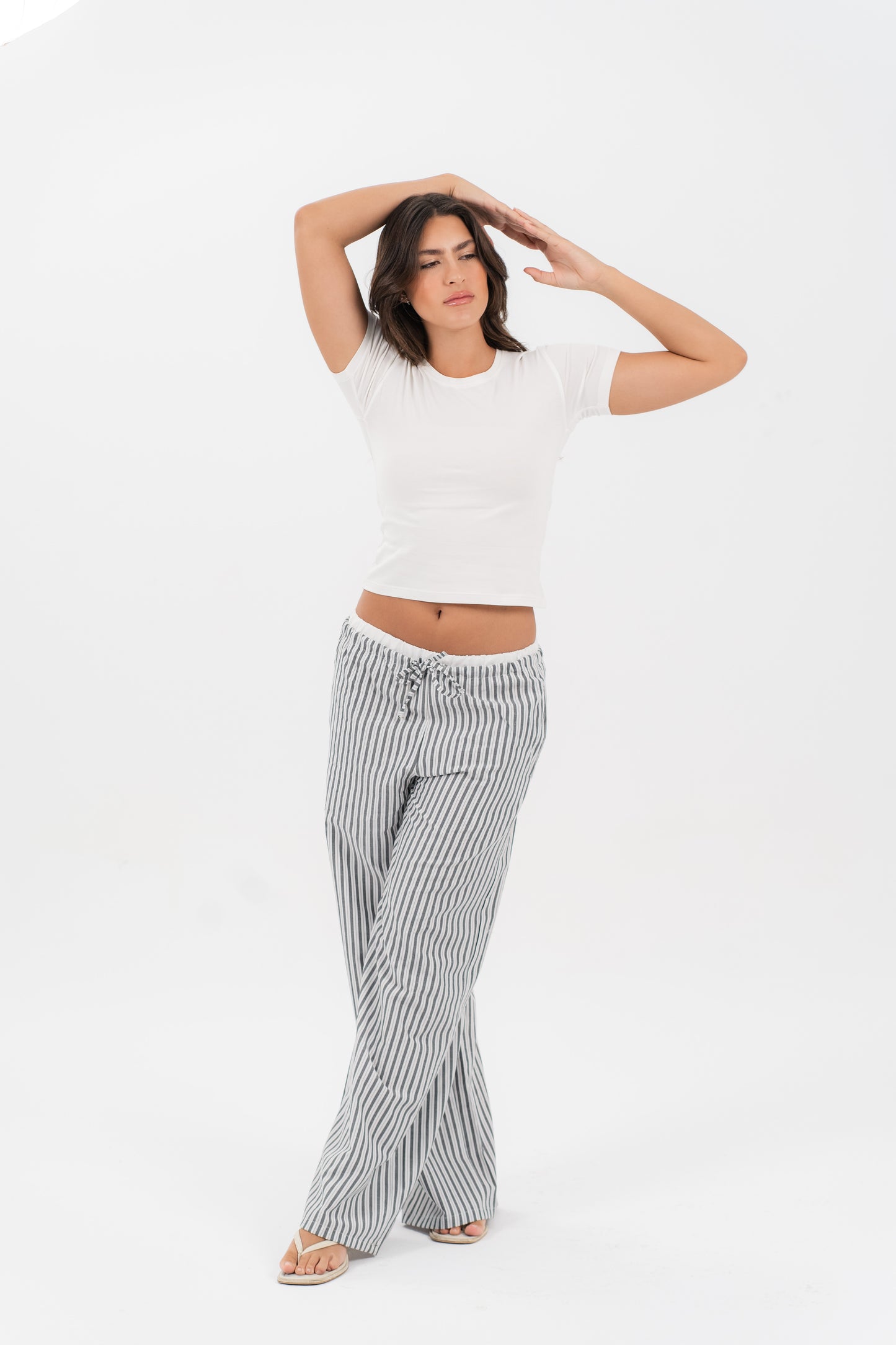 Black Striped Drawstring Lounge Pants