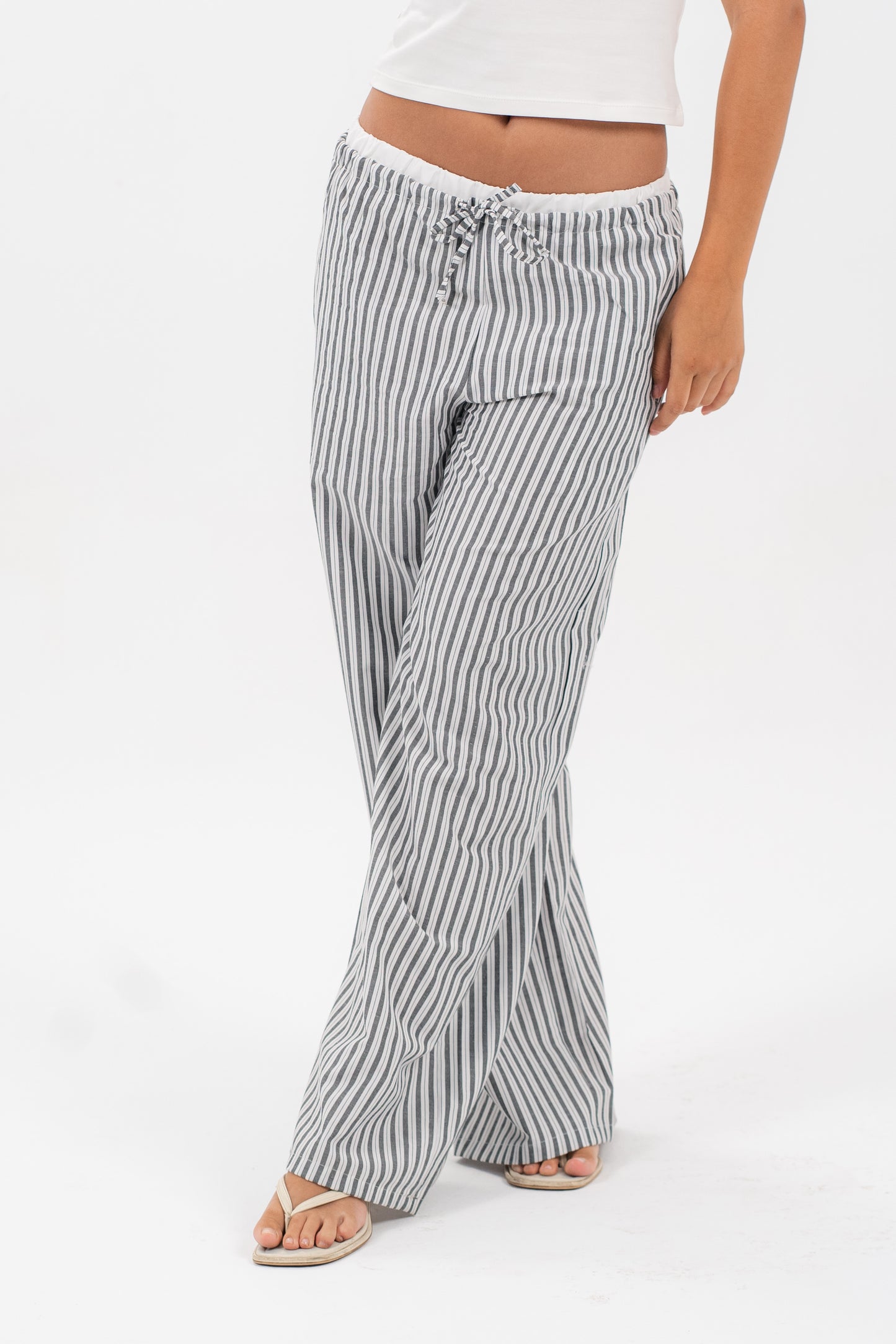 Black Striped Drawstring Lounge Pants