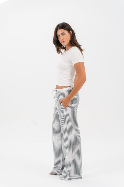 Black Striped Drawstring Lounge Pants
