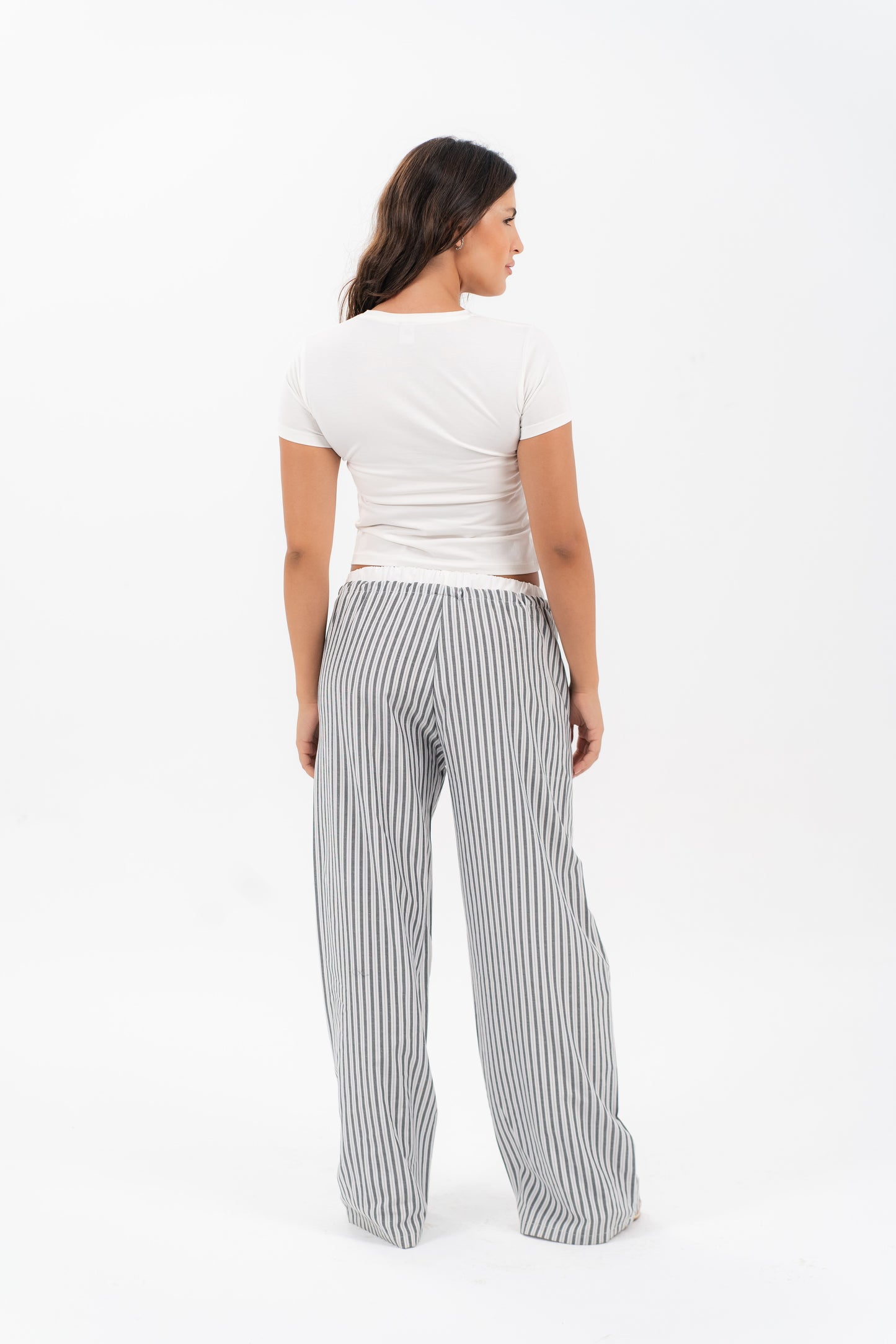 Black Striped Drawstring Lounge Pants