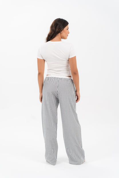 Black Striped Drawstring Lounge Pants