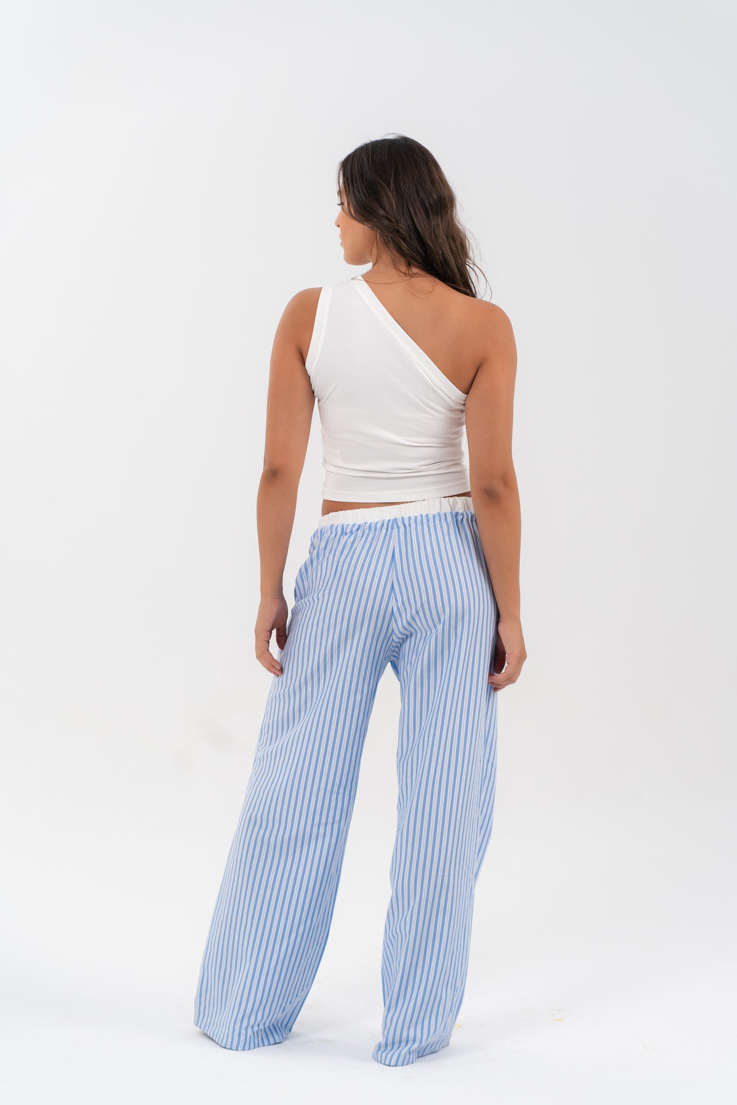 Blue Striped Drawstring Lounge Pants