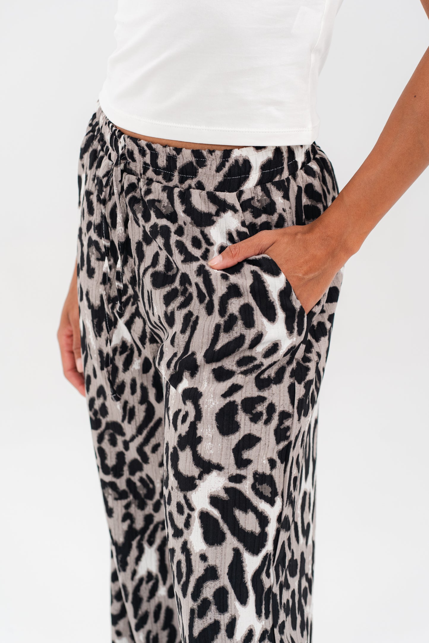 Leopard Print Wide-Leg Pants