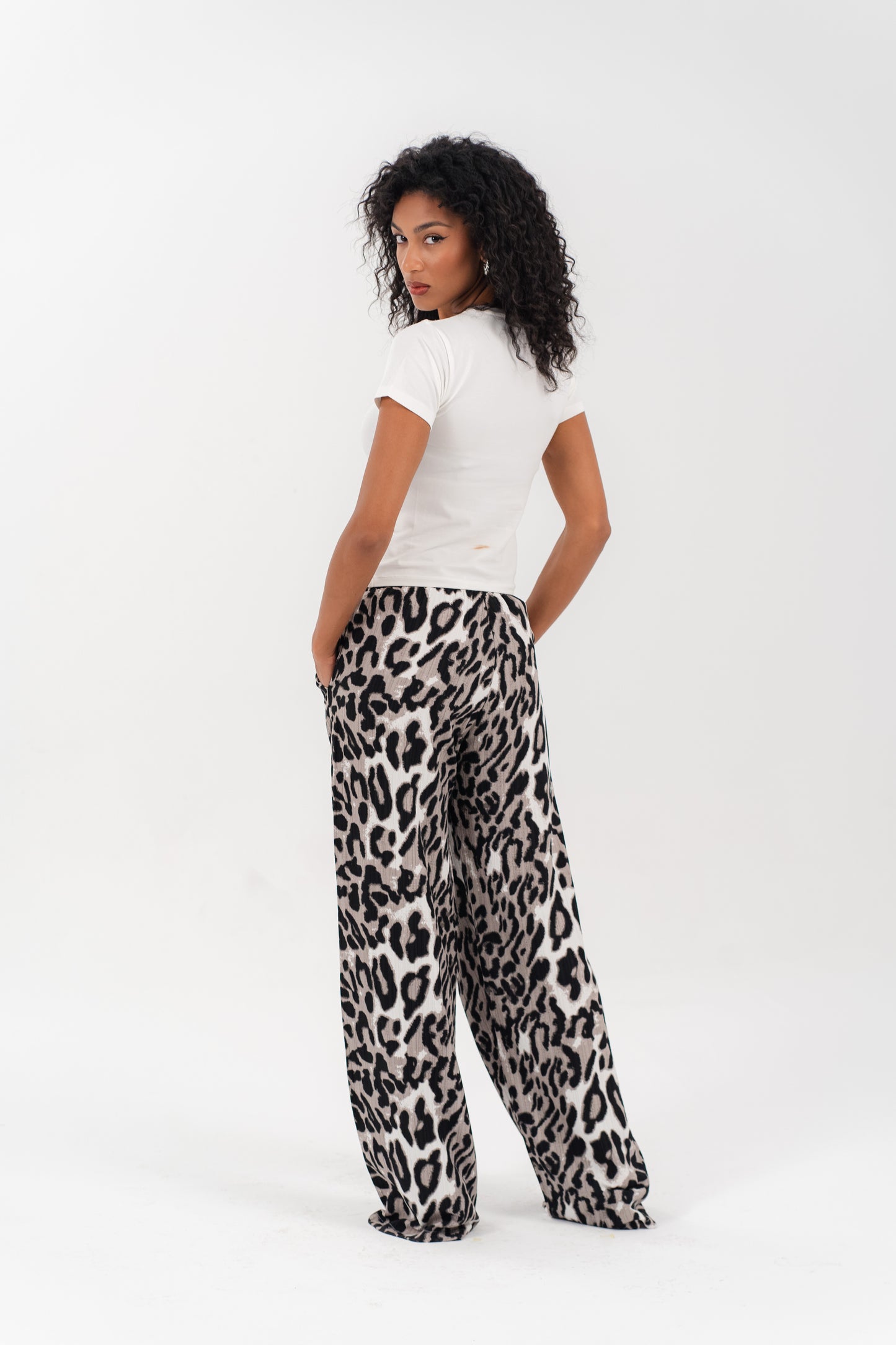 Leopard Print Wide-Leg Pants