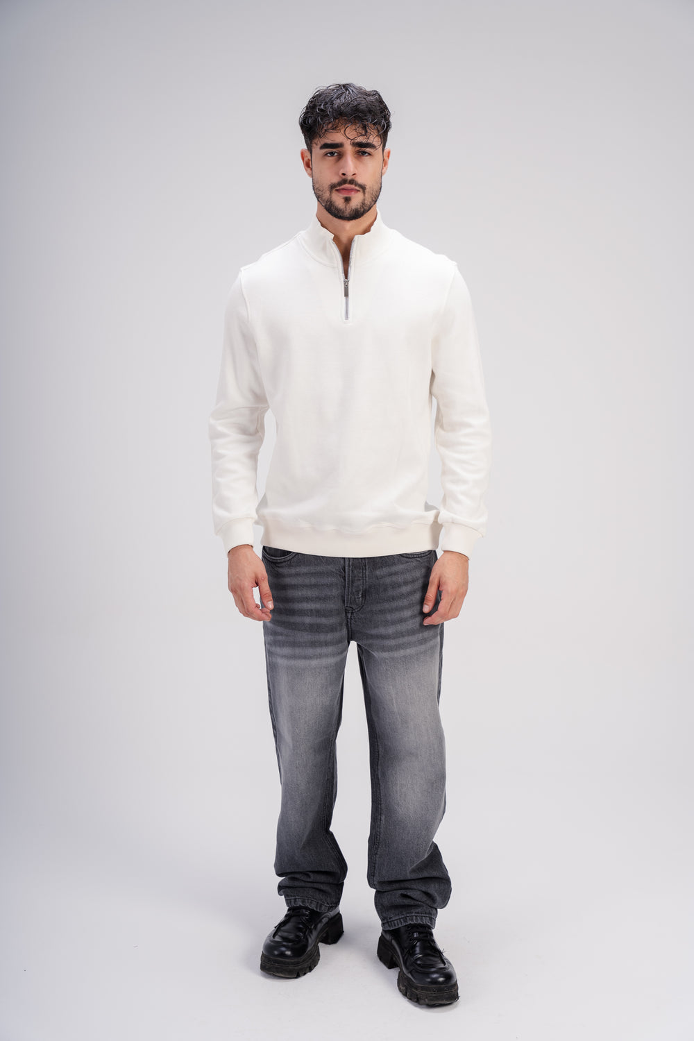 Quarter-Zip Cashmere in White