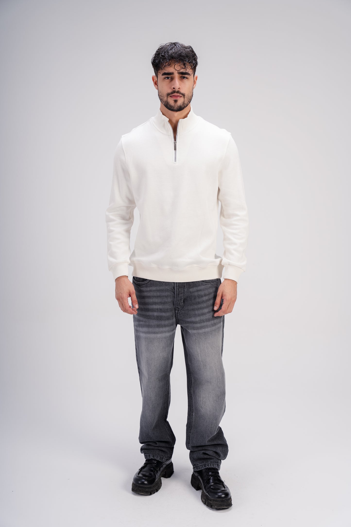 Quarter-Zip Cashmere in White