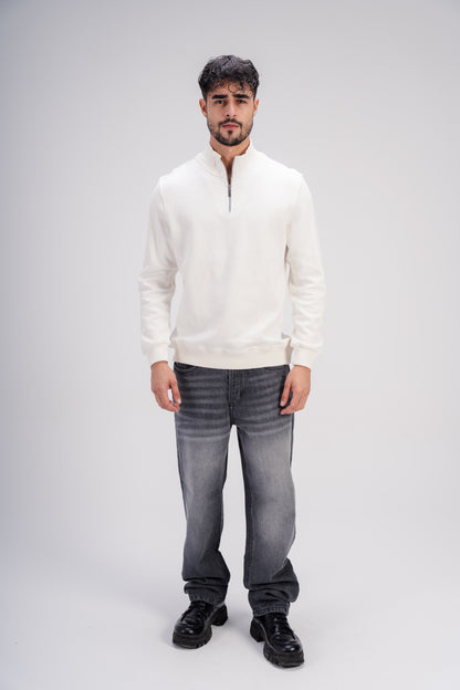 Quarter-Zip Cashmere in White
