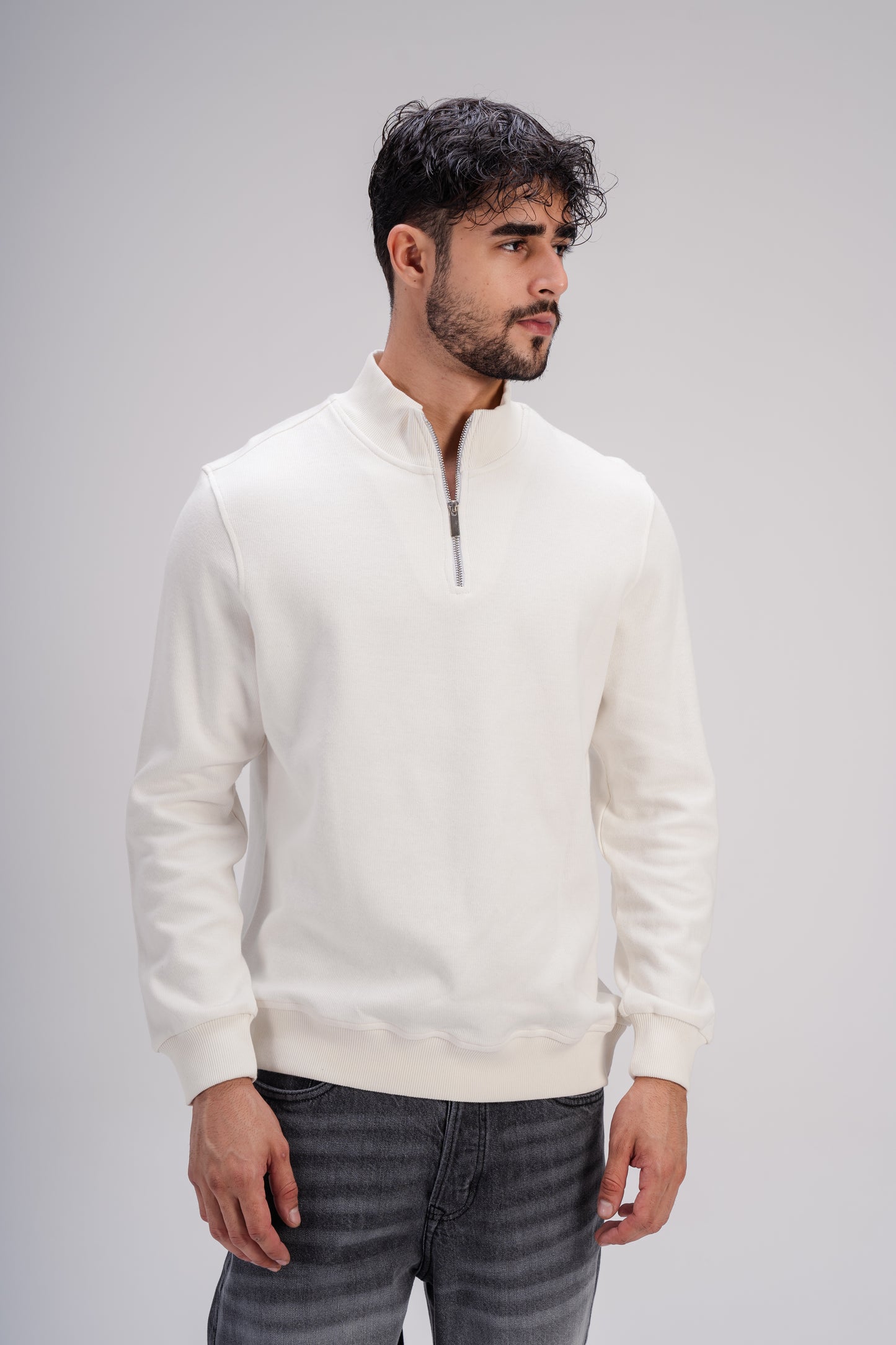 Quarter-Zip Cashmere in White