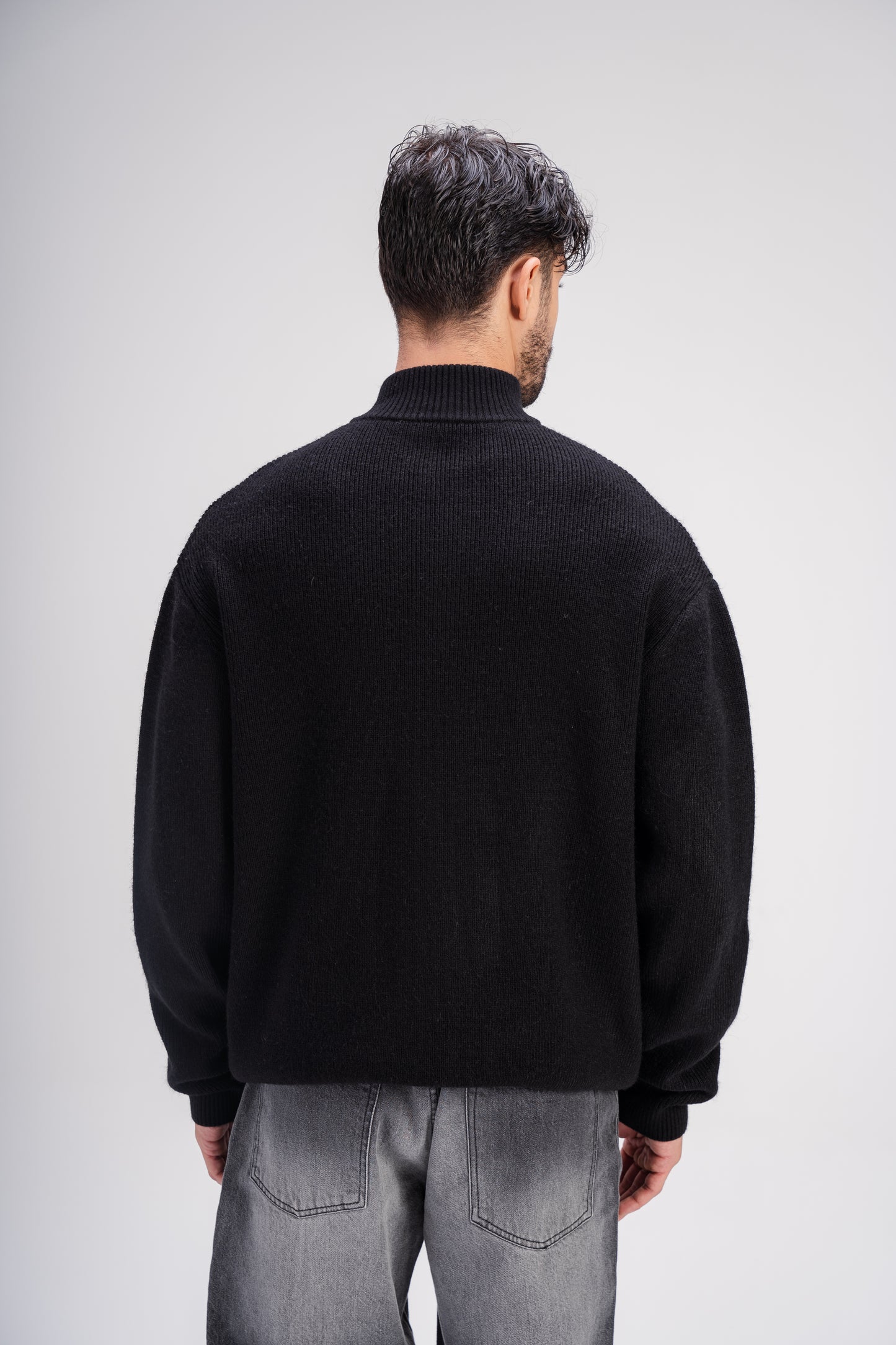 Quarter Zip Knit in Black
