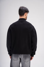 Full-Zip Knitted Sweater in Black