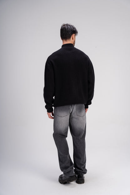 Quarter Zip Knit in Black