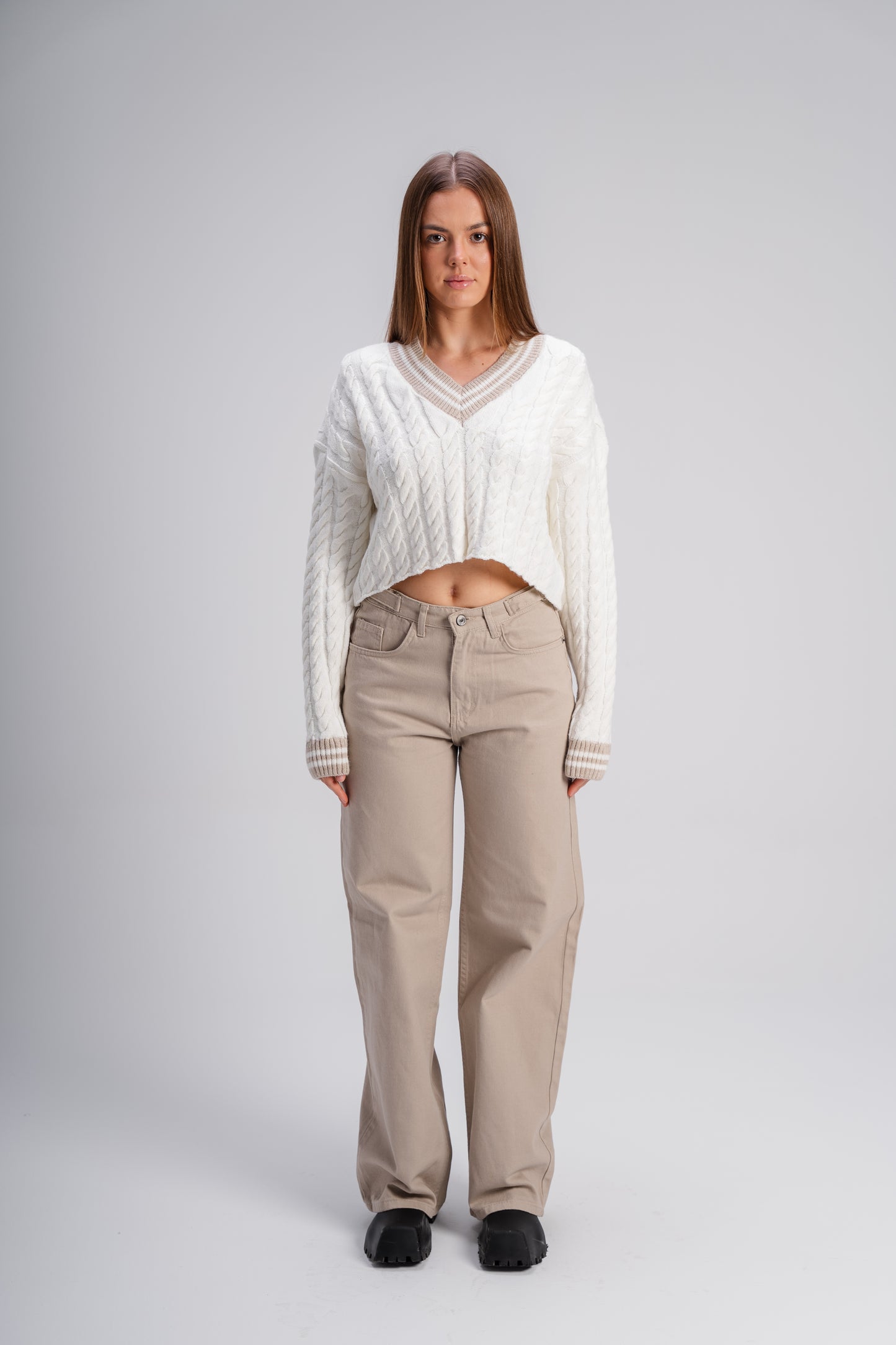 Cable Knit Sweater in Off White